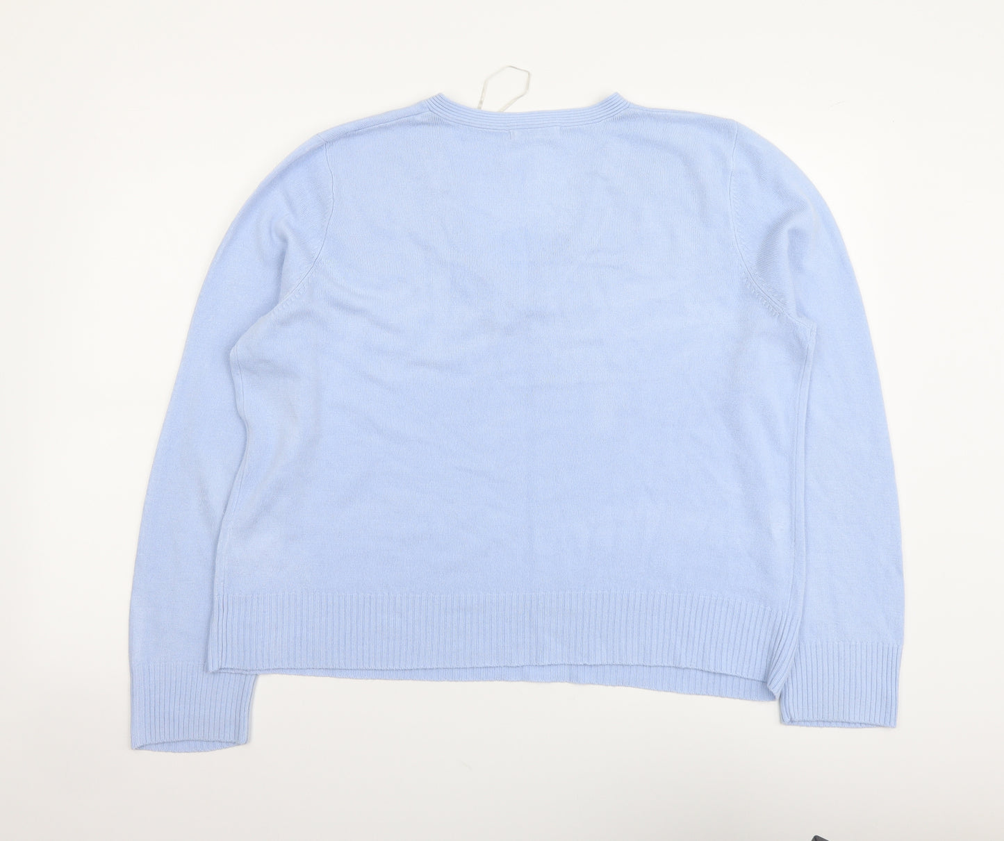 George Womens Blue V-Neck Acrylic Pullover Jumper Size 22
