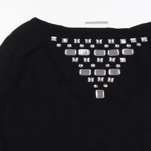 Wallis Womens Black Boat Neck Viscose Pullover Jumper Size 12