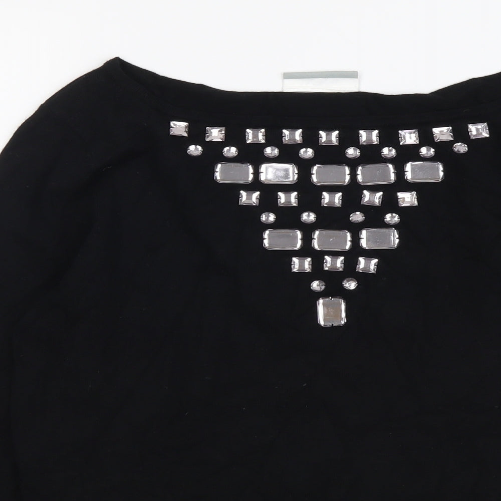 Wallis Womens Black Boat Neck Viscose Pullover Jumper Size 12