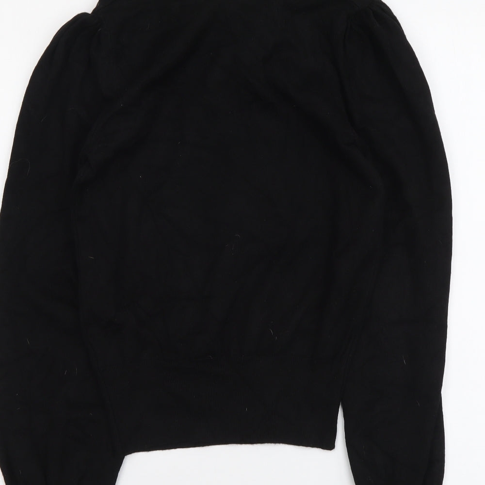 New Look Womens Black Collared Viscose Henley Jumper Size 8