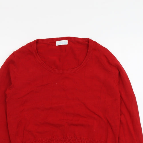 Liquid Womens Red Round Neck Viscose Pullover Jumper Size L