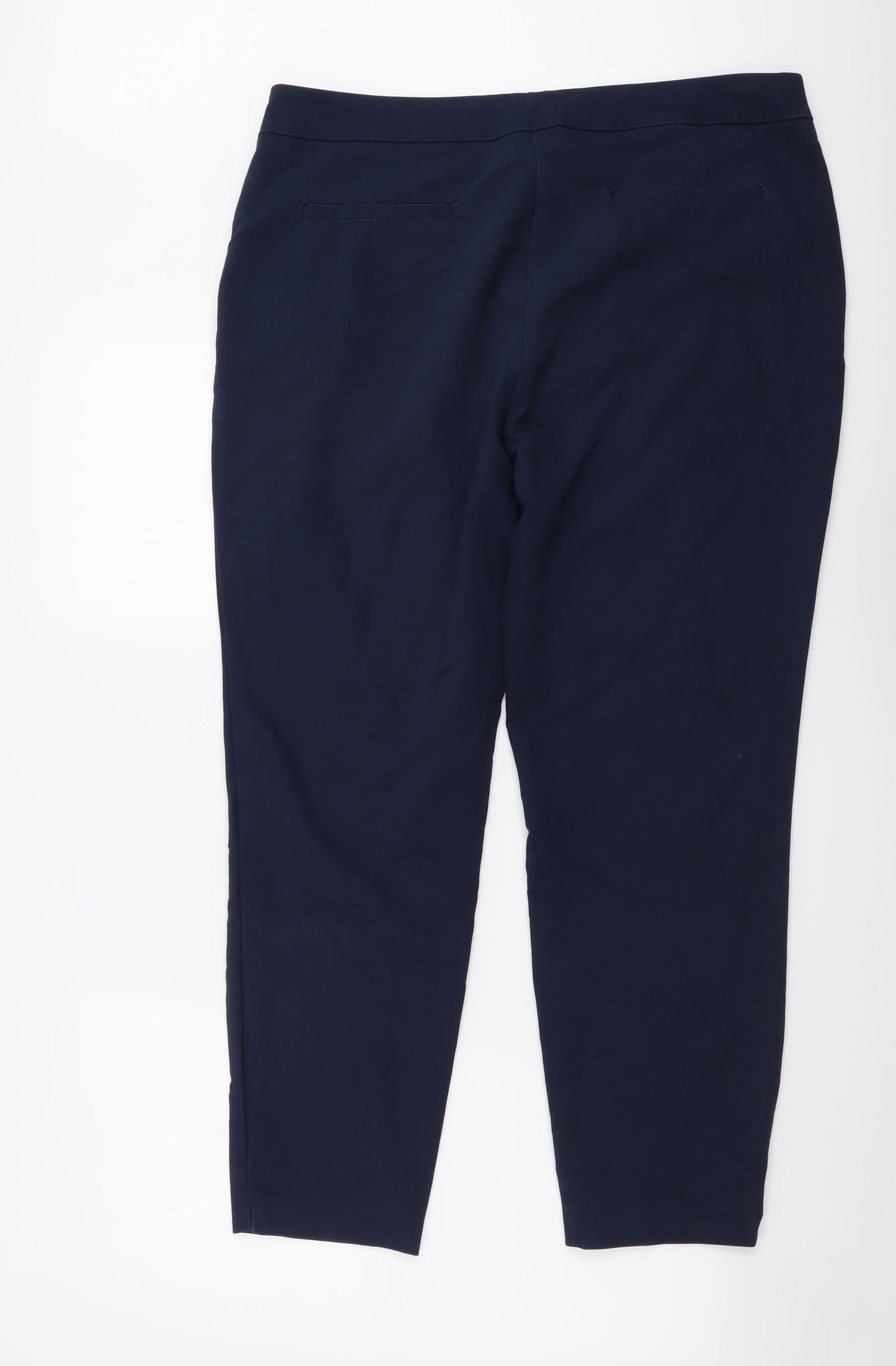 Papaya Womens Blue Cotton Trousers Size 16 L26 in Regular Button