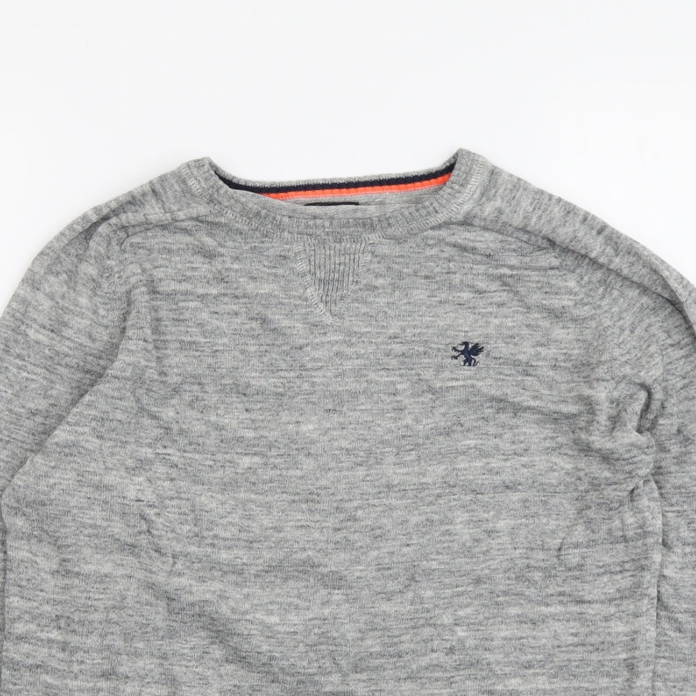 NEXT Boys Grey Round Neck Cotton Pullover Jumper Size 11 Years Pullover