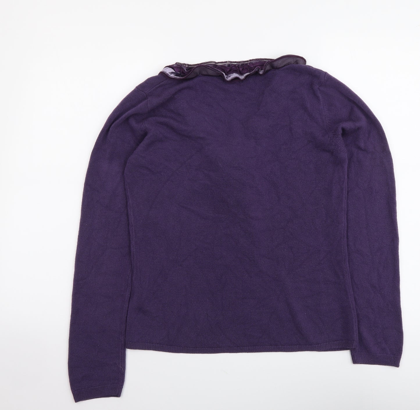 Per Una Womens Purple V-Neck Acrylic Pullover Jumper Size 14
