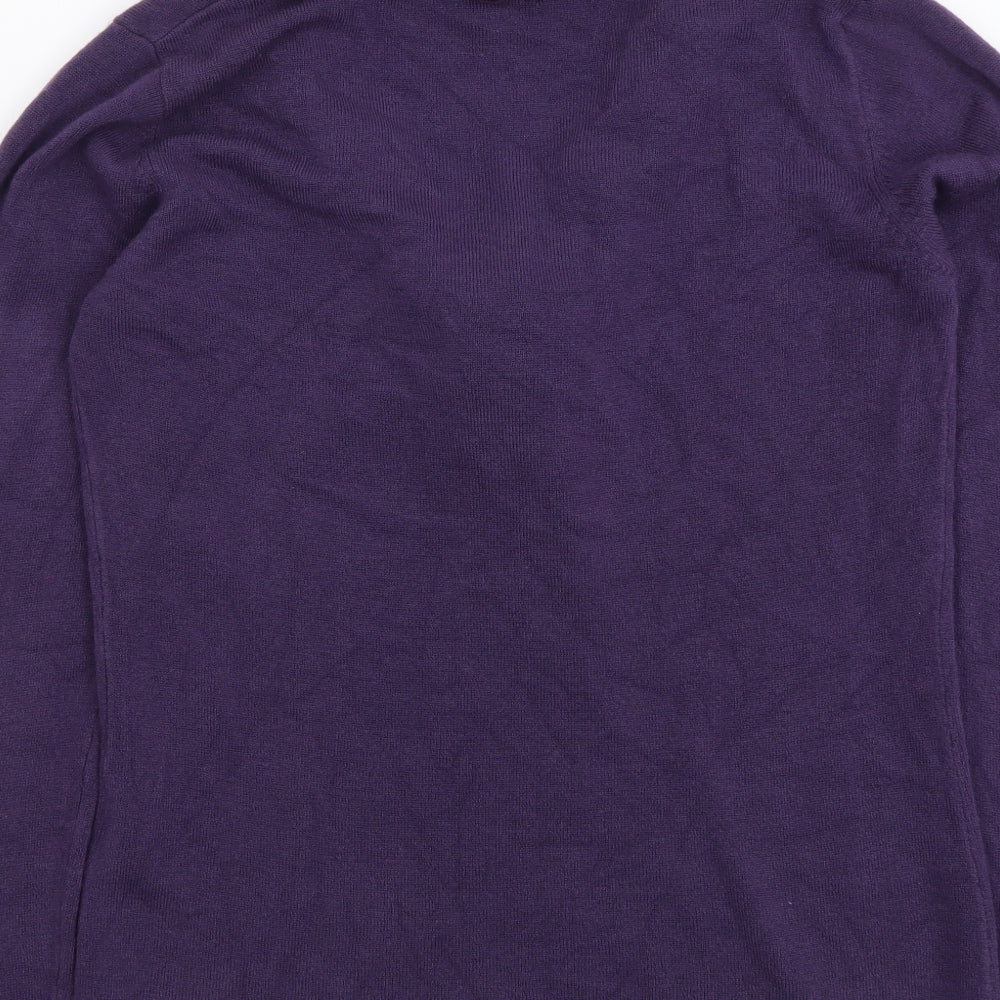 Per Una Womens Purple V-Neck Acrylic Pullover Jumper Size 14