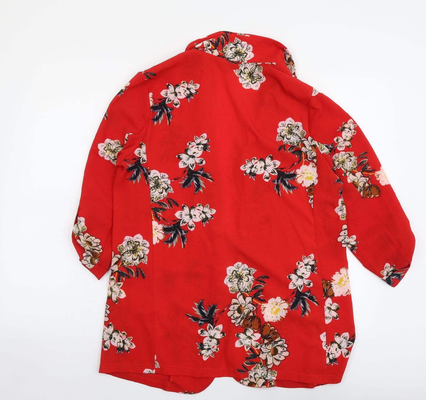 Cameo Rose Womens Red Floral Jacket Size 12 Hook & Eye