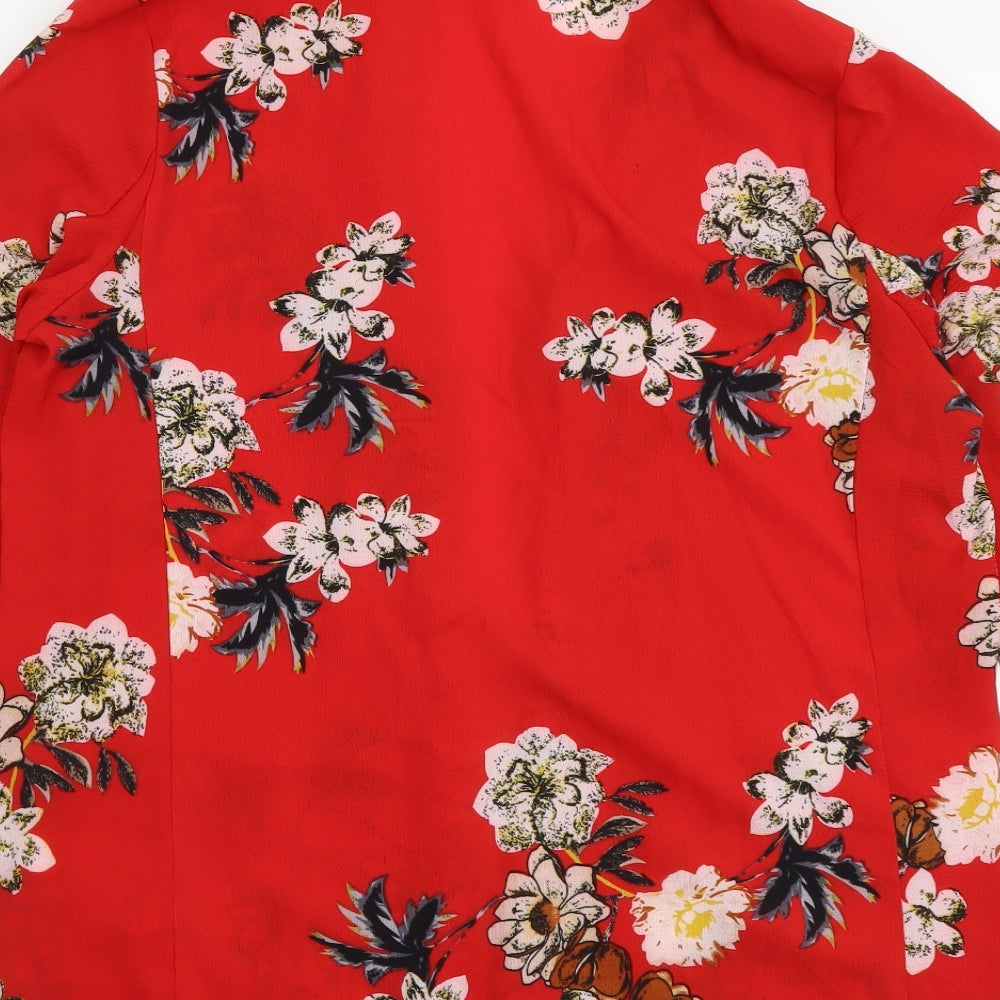 Cameo Rose Womens Red Floral Jacket Size 12 Hook & Eye