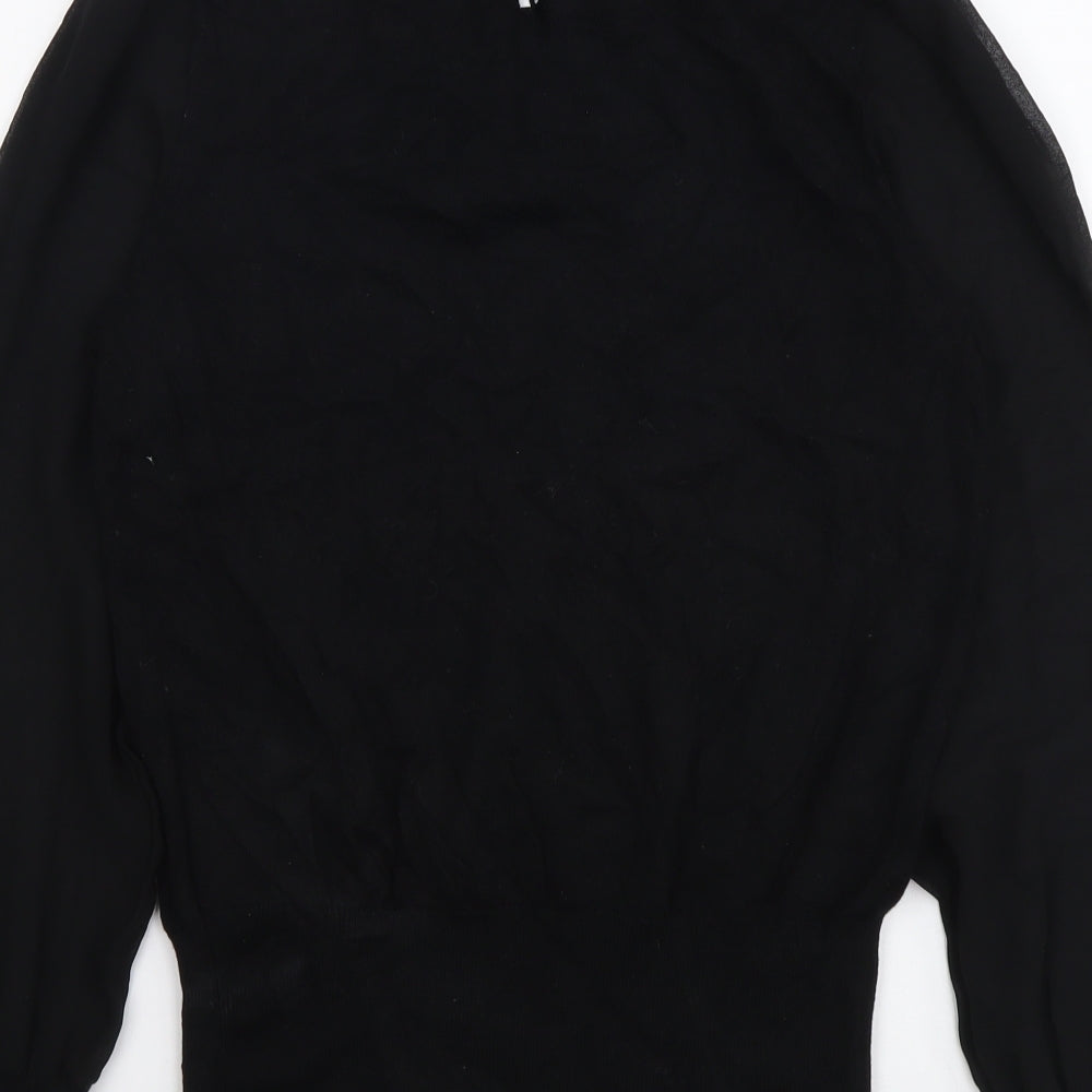 Oasis Womens Black Mock Neck Cotton Pullover Jumper Size M - Lace Neckline