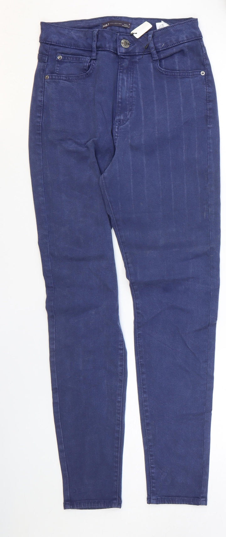 Marks and Spencer Womens Blue Lyocell Skinny Jeans Size 8 L27 in Regular Zip