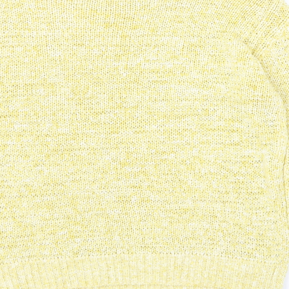 Marks and Spencer Womens Yellow Round Neck Acrylic Pullover Jumper Size S
