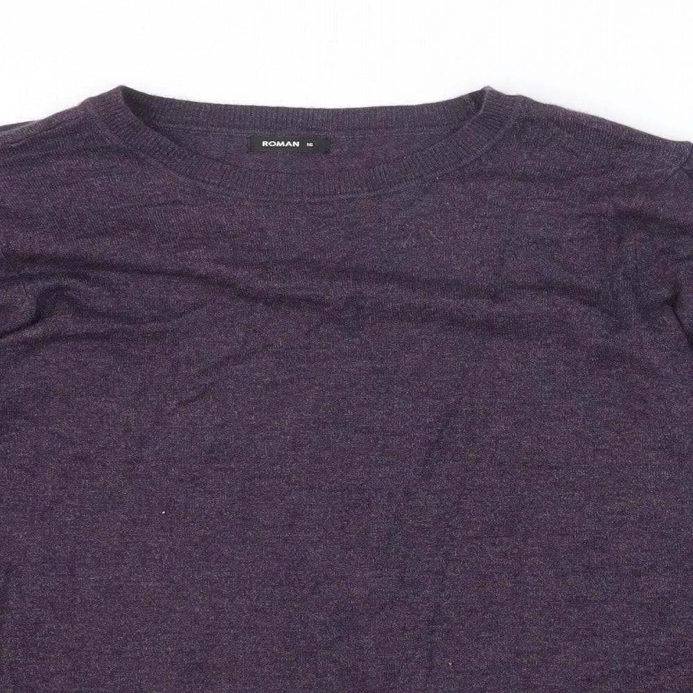 Roman Womens Purple Viscose Pullover Sweatshirt Size 16 Pullover
