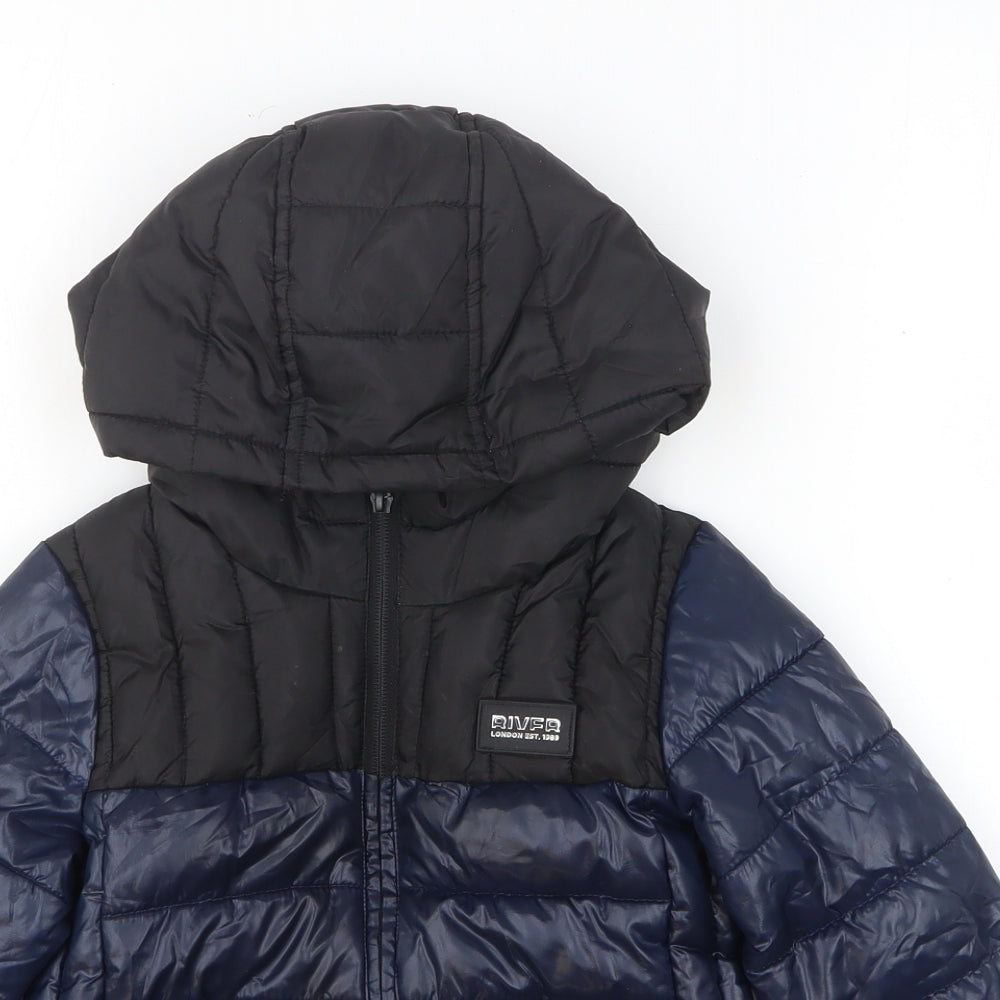 River Island Boys Blue Puffer Jacket Coat Size 5-6 Years Zip