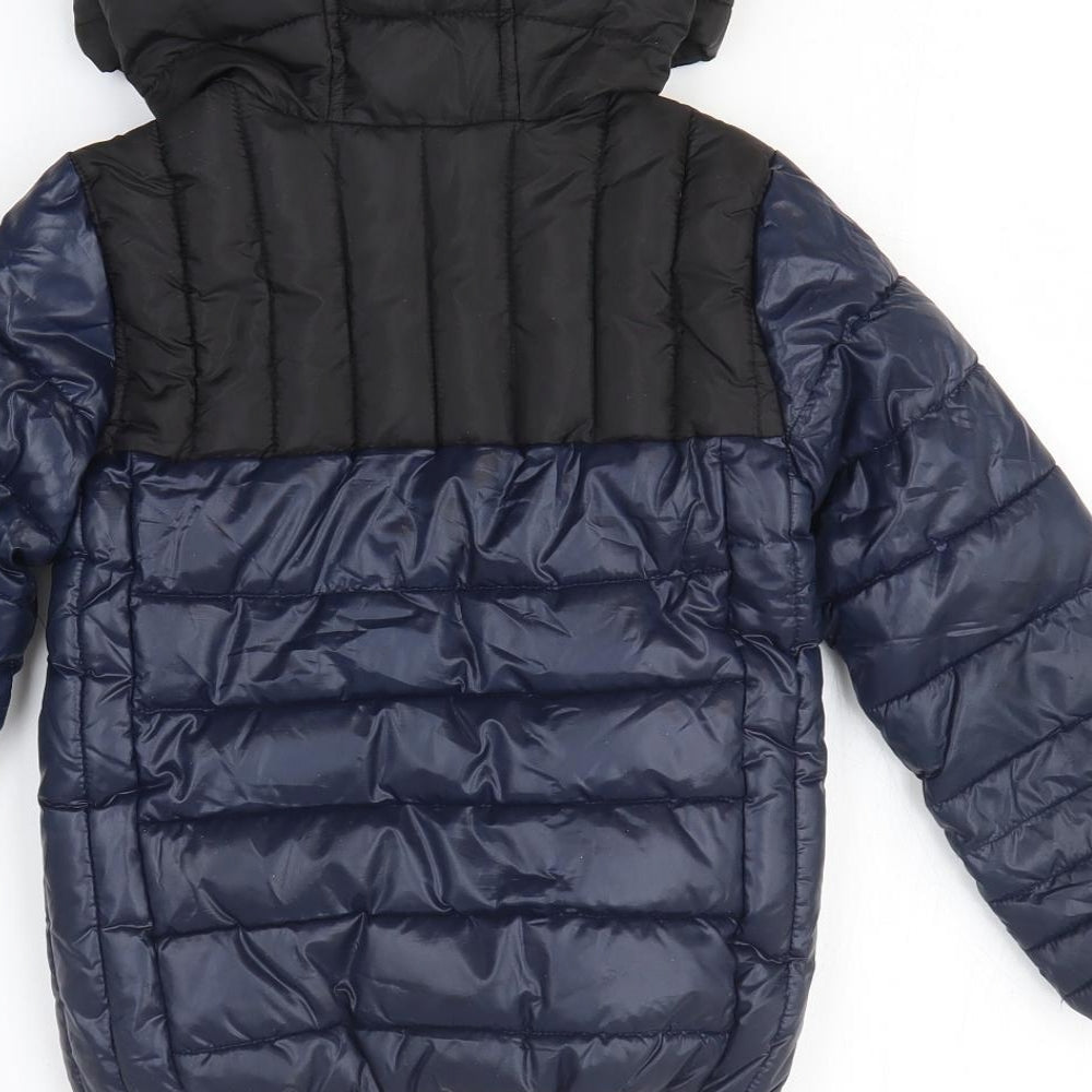 River Island Boys Blue Puffer Jacket Coat Size 5-6 Years Zip