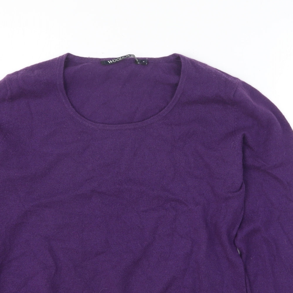 Woolovers Womens Purple Wool Basic T-Shirt Size M Scoop Neck
