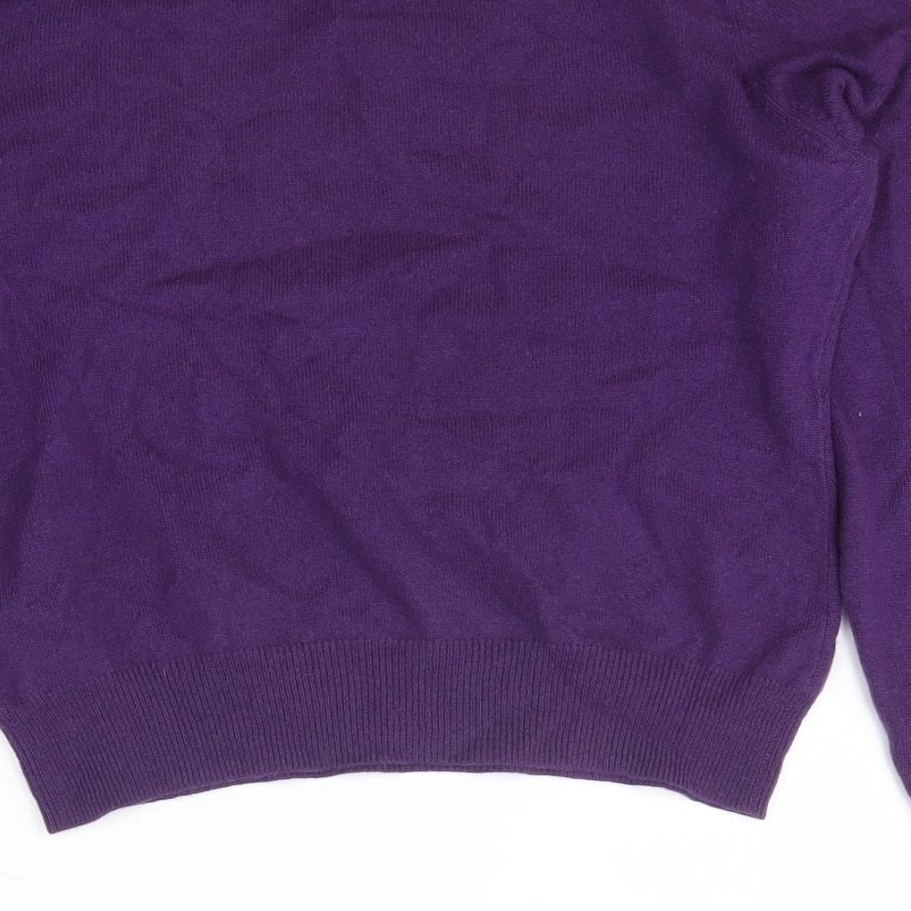 Woolovers Womens Purple Wool Basic T-Shirt Size M Scoop Neck