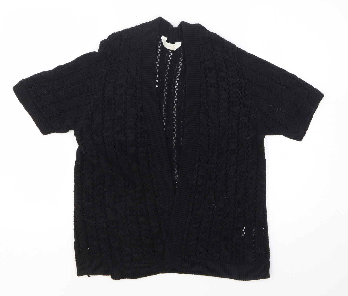 BHS Womens Black V-Neck 100% Cotton Cardigan Jumper Size 16