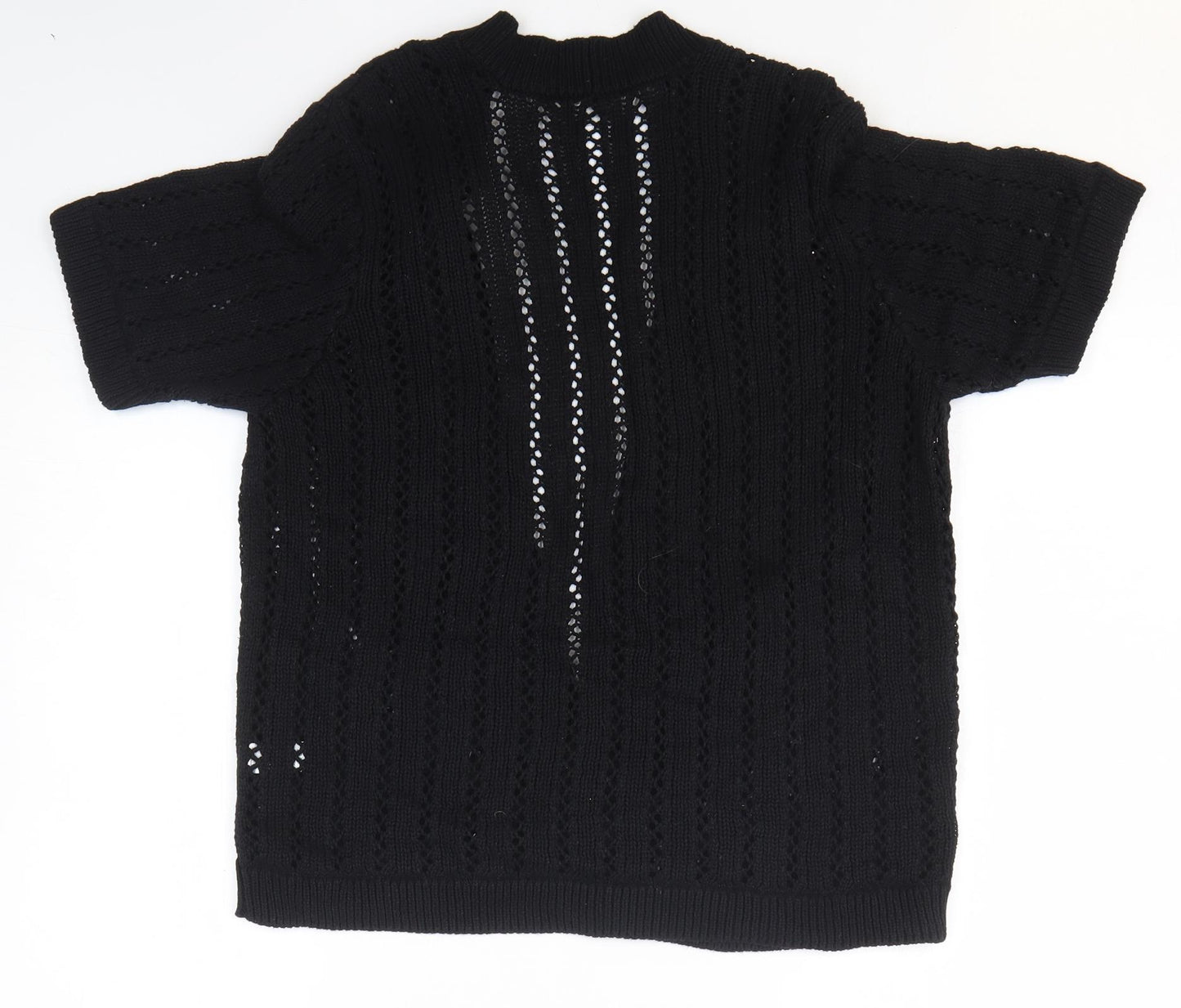 BHS Womens Black V-Neck 100% Cotton Cardigan Jumper Size 16