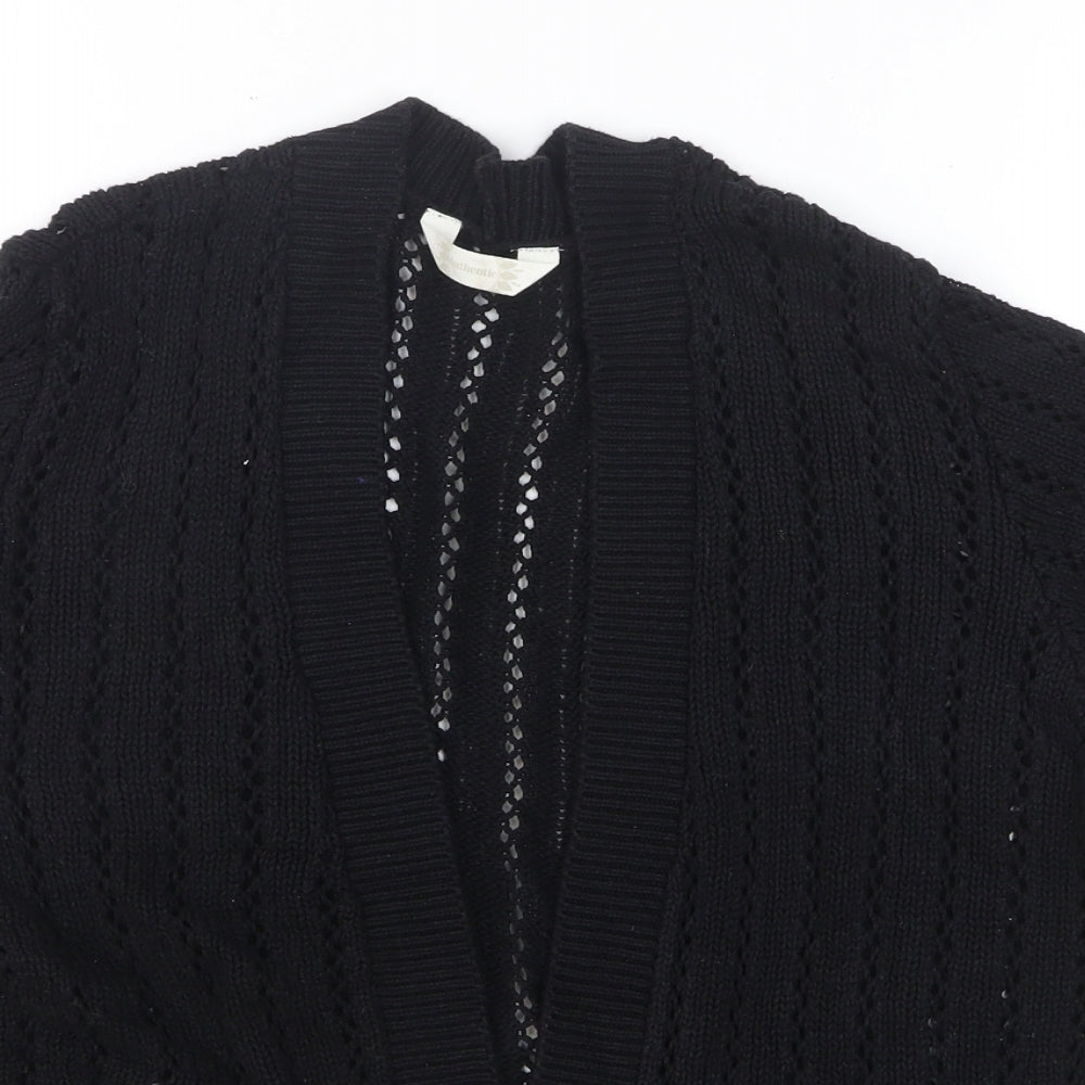 BHS Womens Black V-Neck 100% Cotton Cardigan Jumper Size 16