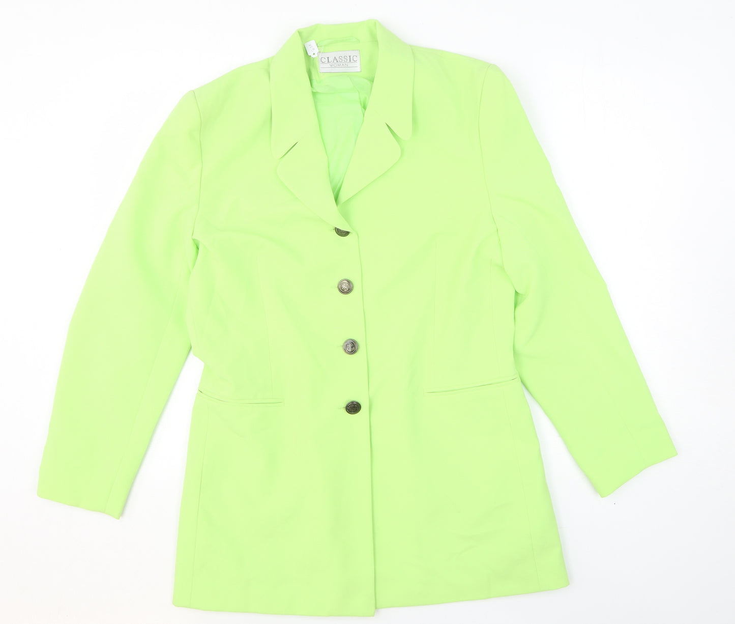 Classic Woman Womens Green Jacket Blazer Size 12 Button