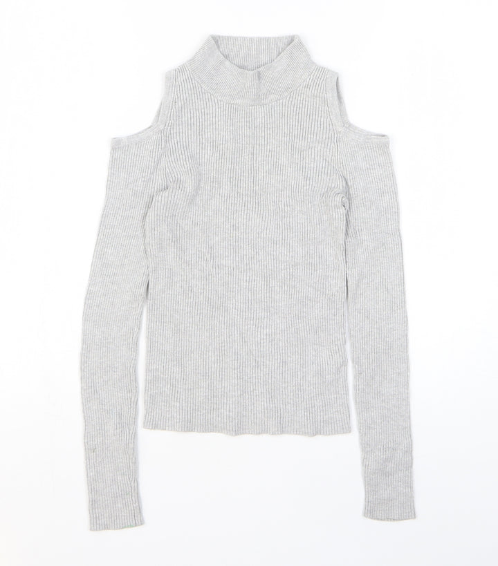 Atmosphere Womens Grey Viscose Basic T-Shirt Size 6 High Neck