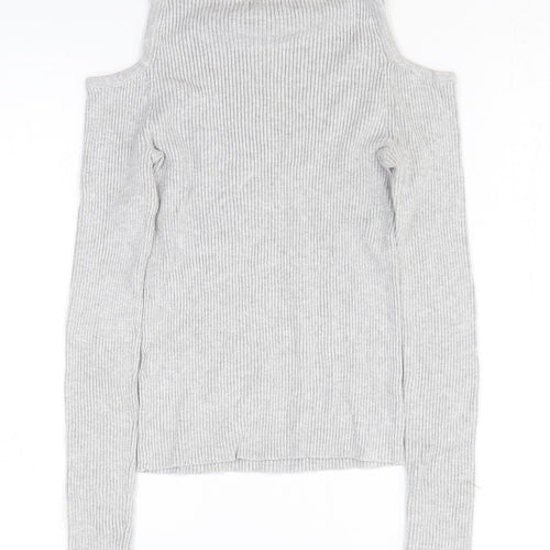 Atmosphere Womens Grey Viscose Basic T-Shirt Size 6 High Neck