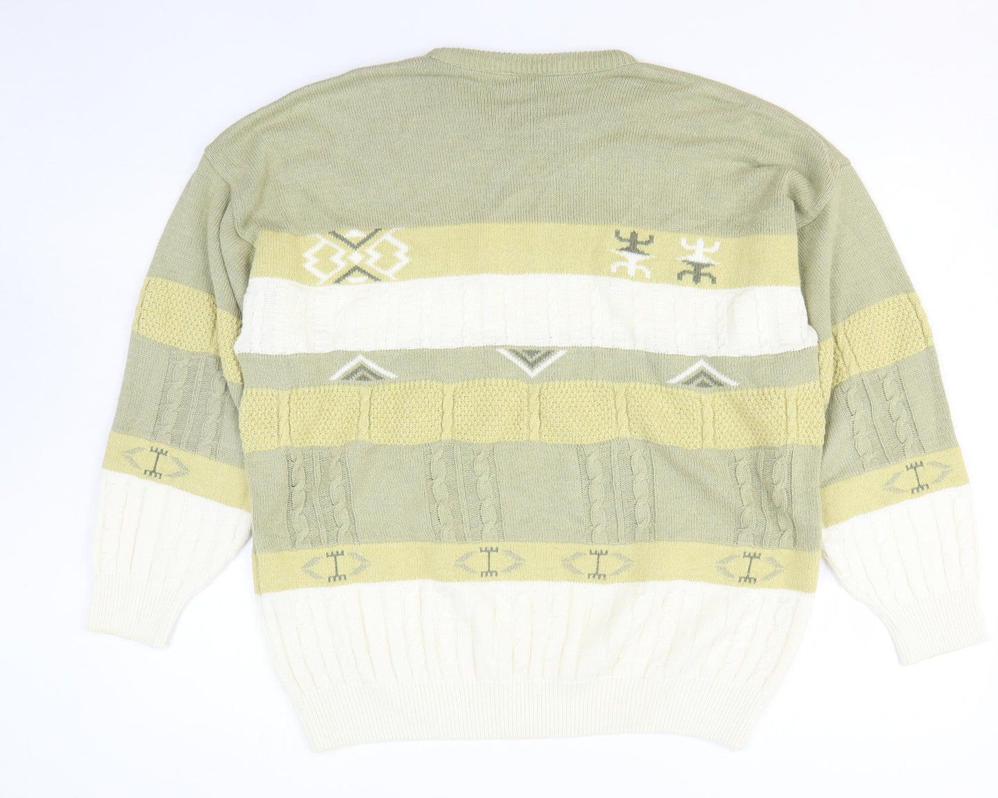 Farah Womens Green Round Neck Cotton Pullover Jumper Size L