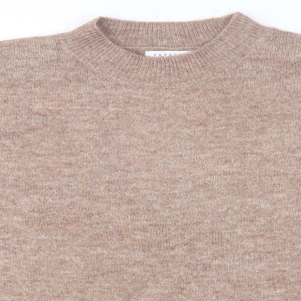 Papaya Womens Pink Round Neck Acrylic Pullover Jumper Size L