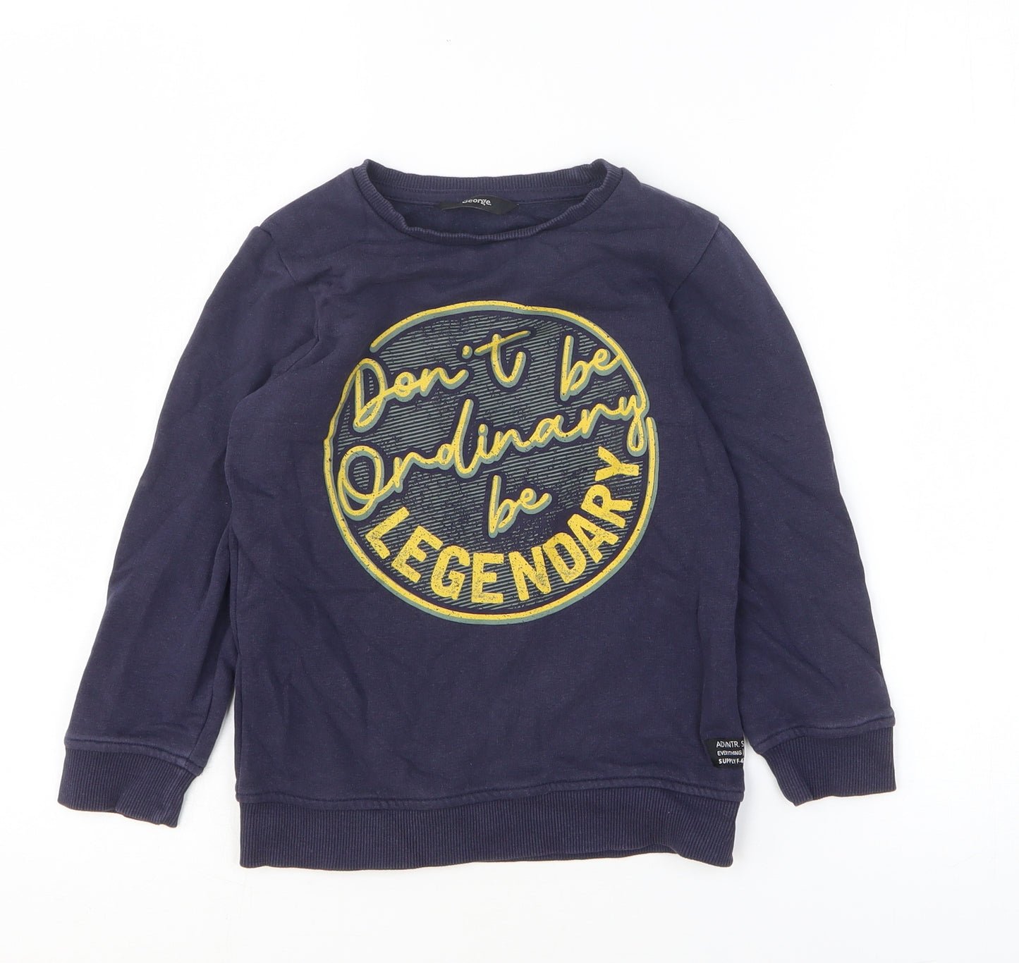 George Boys Blue Cotton Pullover Sweatshirt Size 6-7 Years Pullover