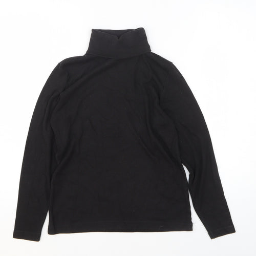 Emreco Womens Black Polyester Basic T-Shirt Size 12 Roll Neck