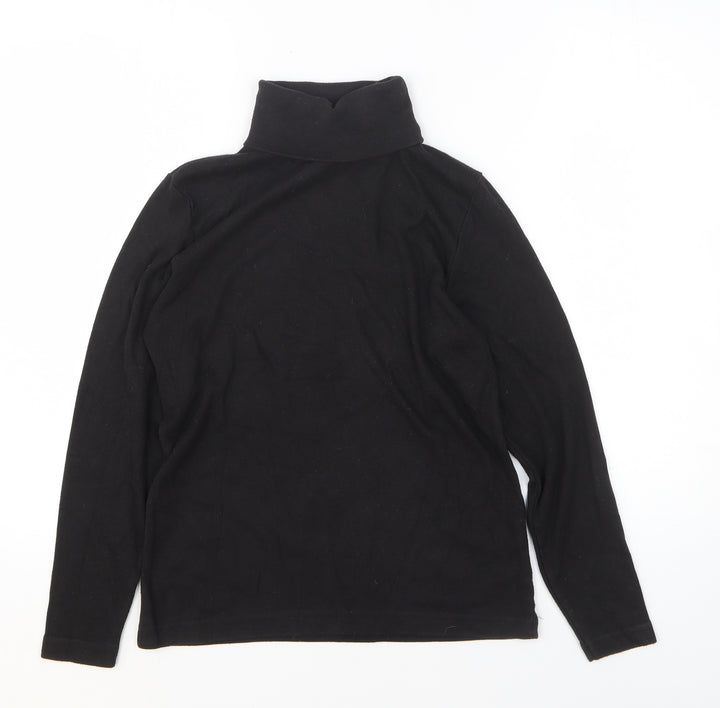 Emreco Womens Black Polyester Basic T-Shirt Size 12 Roll Neck