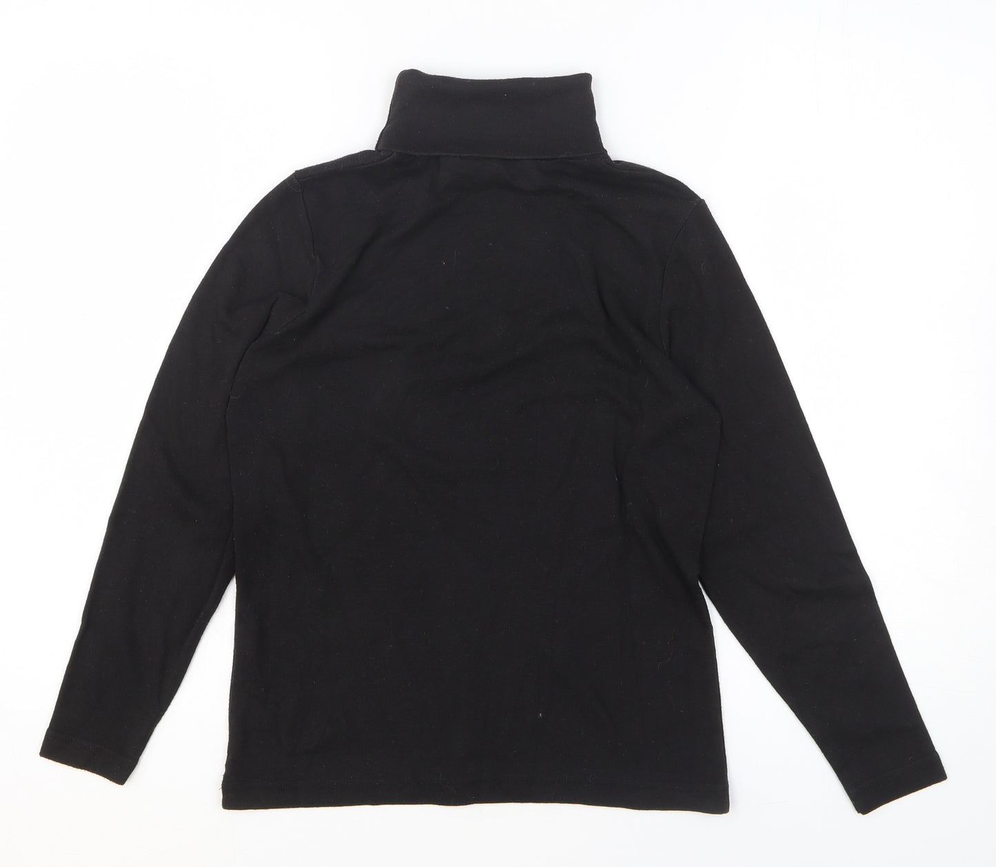 Emreco Womens Black Polyester Basic T-Shirt Size 12 Roll Neck