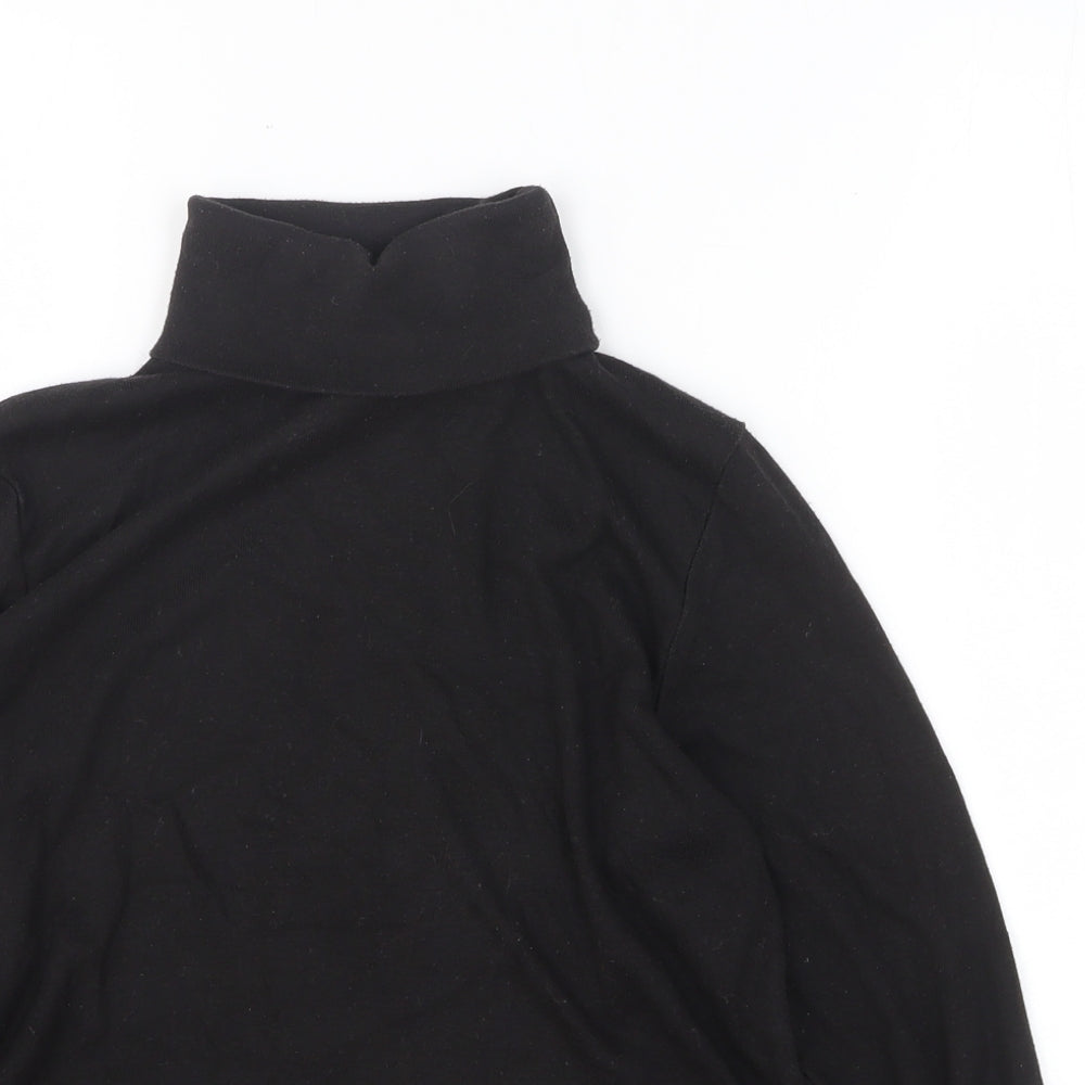 Emreco Womens Black Polyester Basic T-Shirt Size 12 Roll Neck