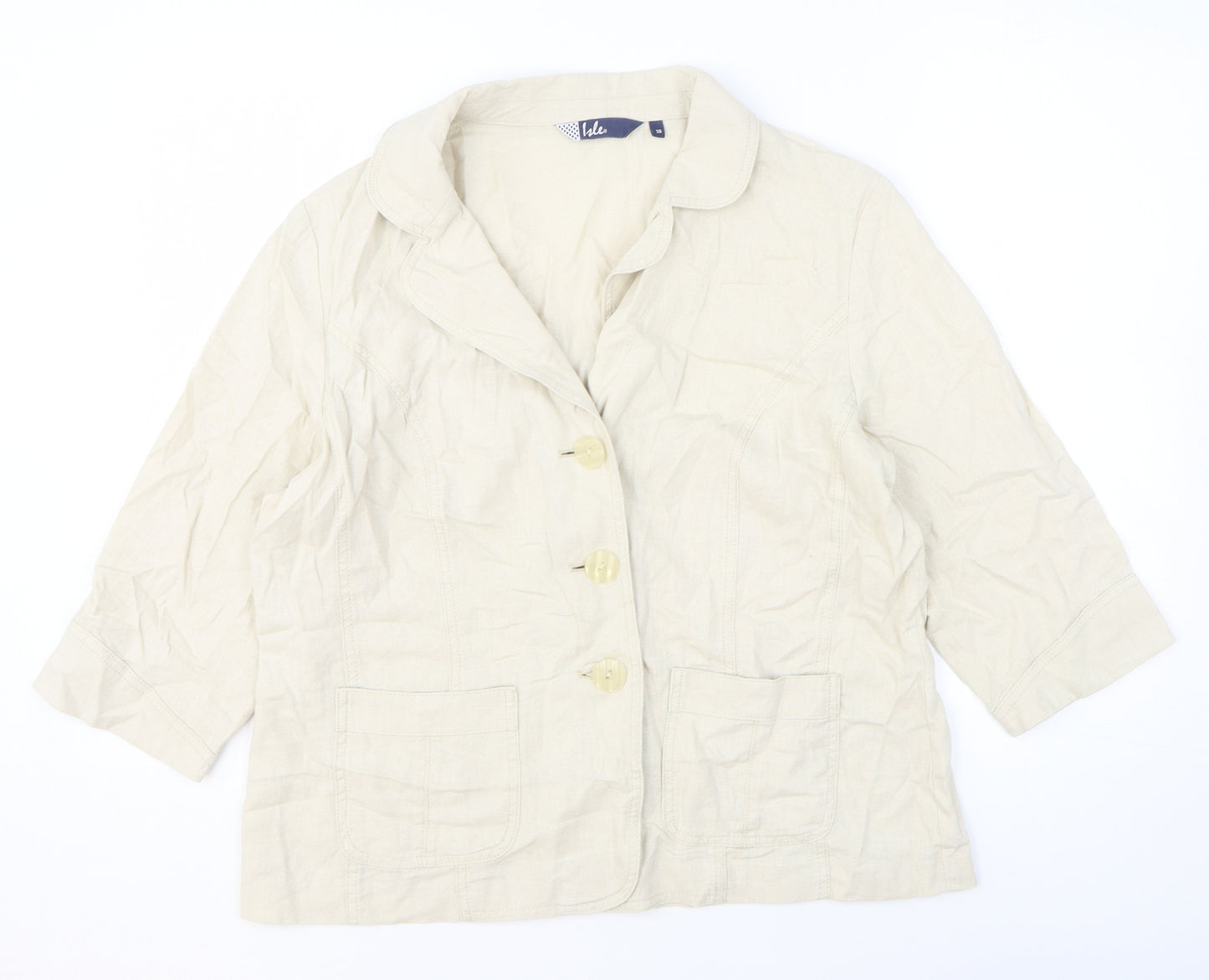 Edinburgh Wool Mill Womens Beige Jacket Size 18 Button