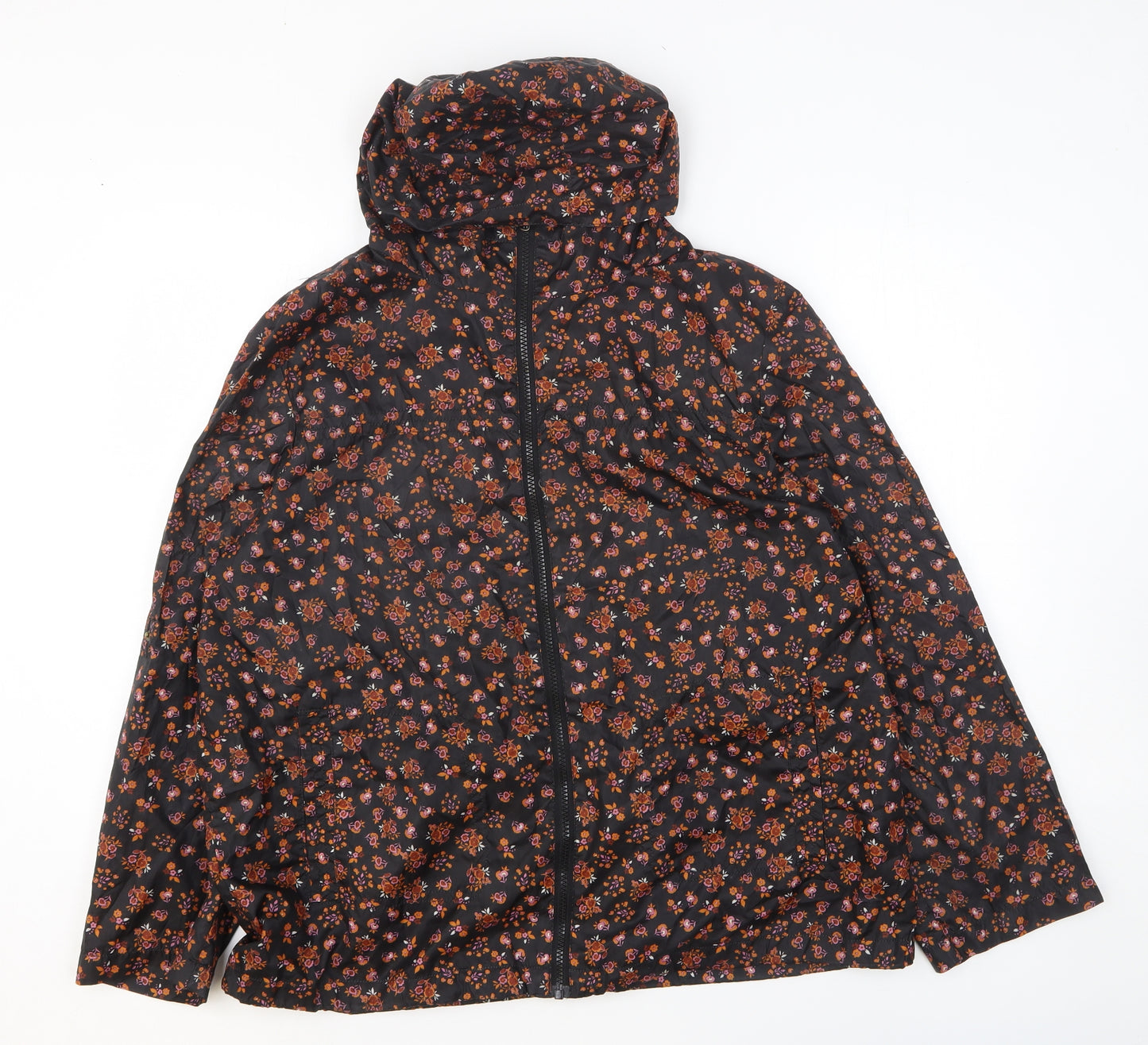 E-vie Womens Multicoloured Floral Rain Coat Coat Size 18 Zip