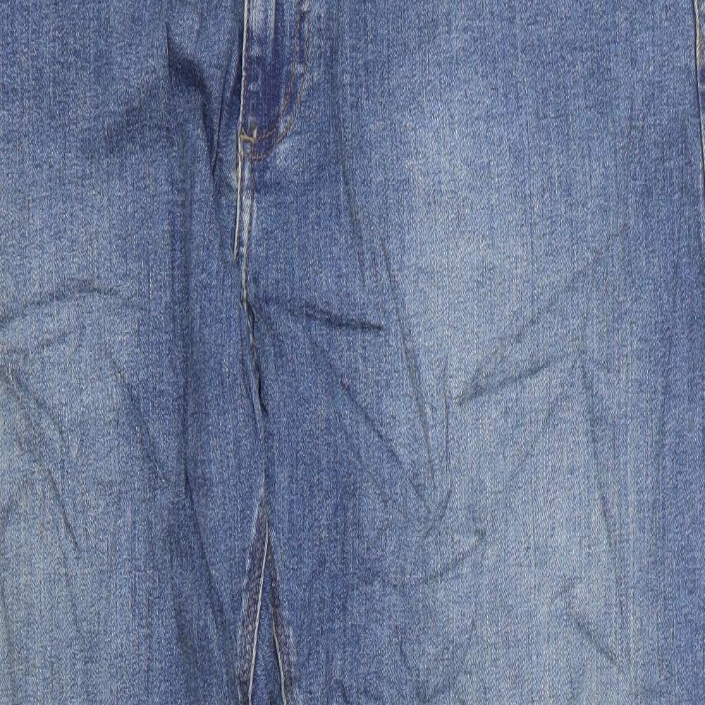Marks and Spencer Mens Blue Cotton Straight Jeans Size 40 in L31 in Regular Zip