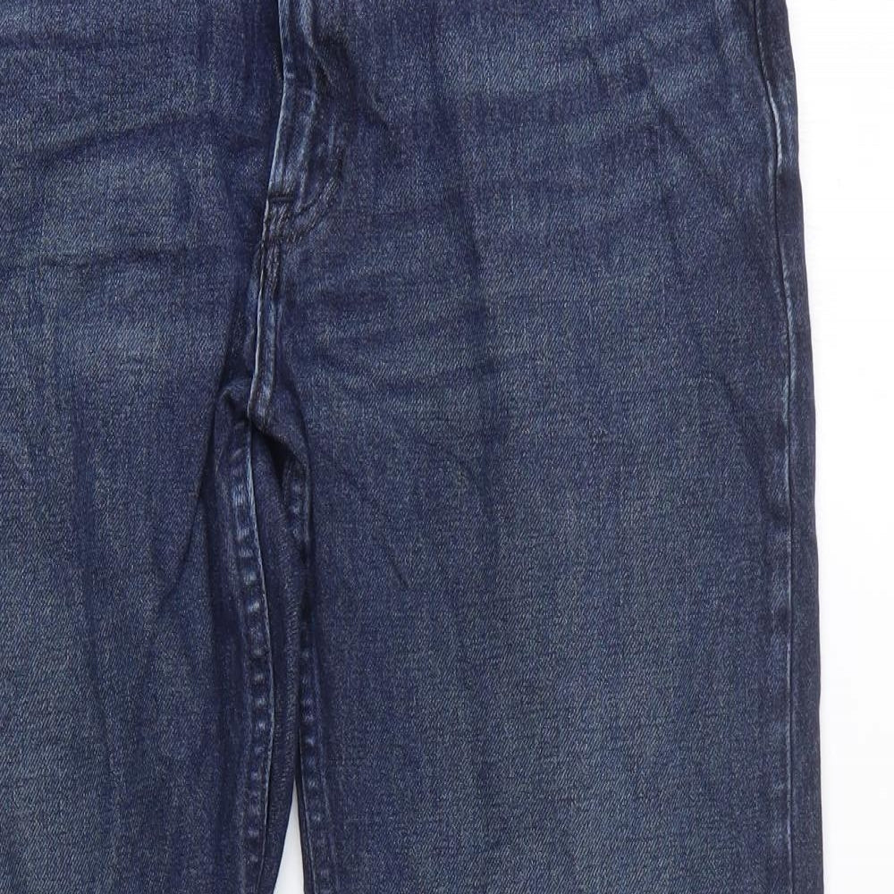 Marks and Spencer Mens Blue Cotton Straight Jeans Size 32 in L29 in Regular Zip