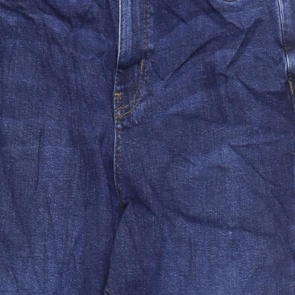 Marks and Spencer Womens Blue Cotton Mom Jeans Size 12 L25 in Regular Zip