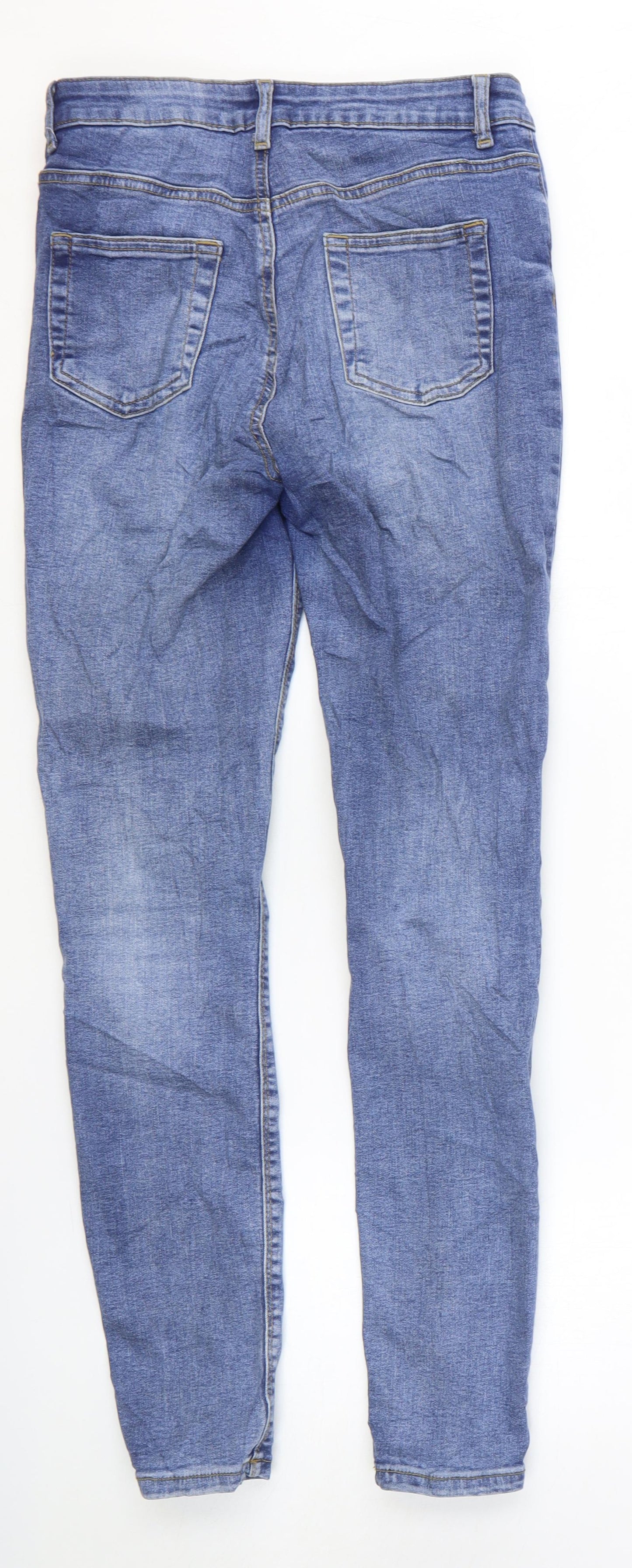Primark Womens Blue Cotton Skinny Jeans Size 10 L29 in Regular Zip