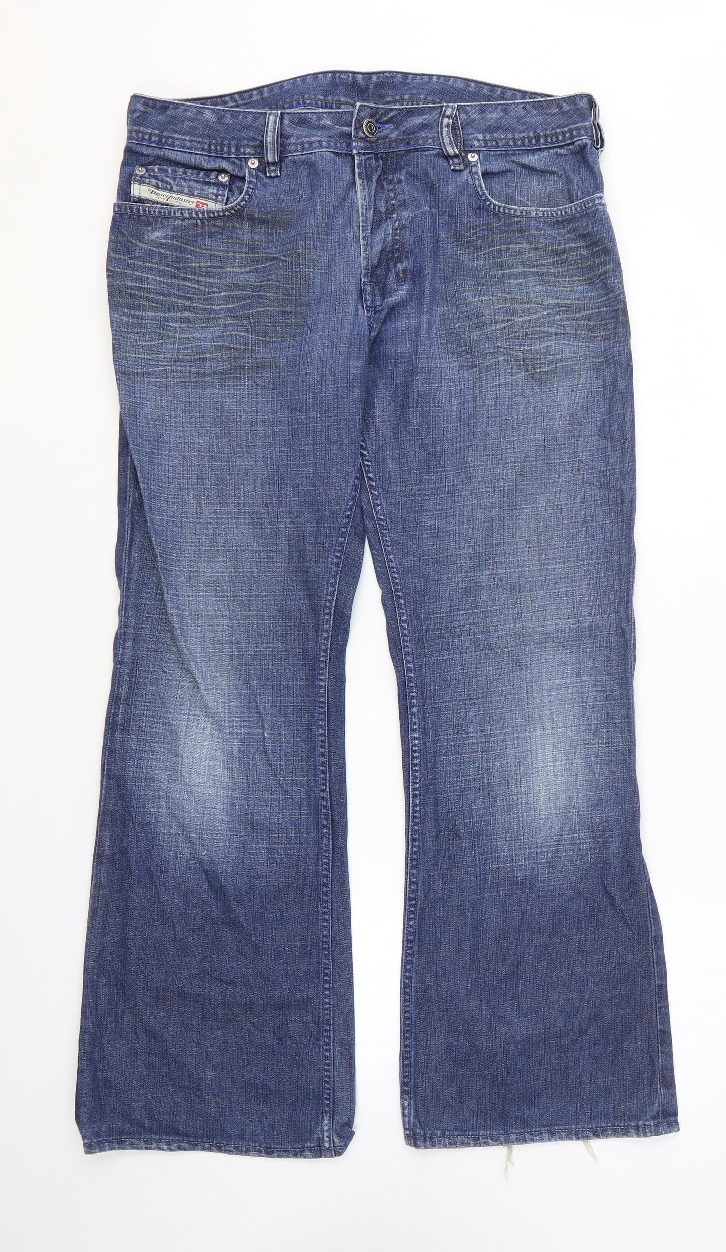 Diesel Mens Blue Cotton Wide-Leg Jeans Size 34 in L30 in Regular Button
