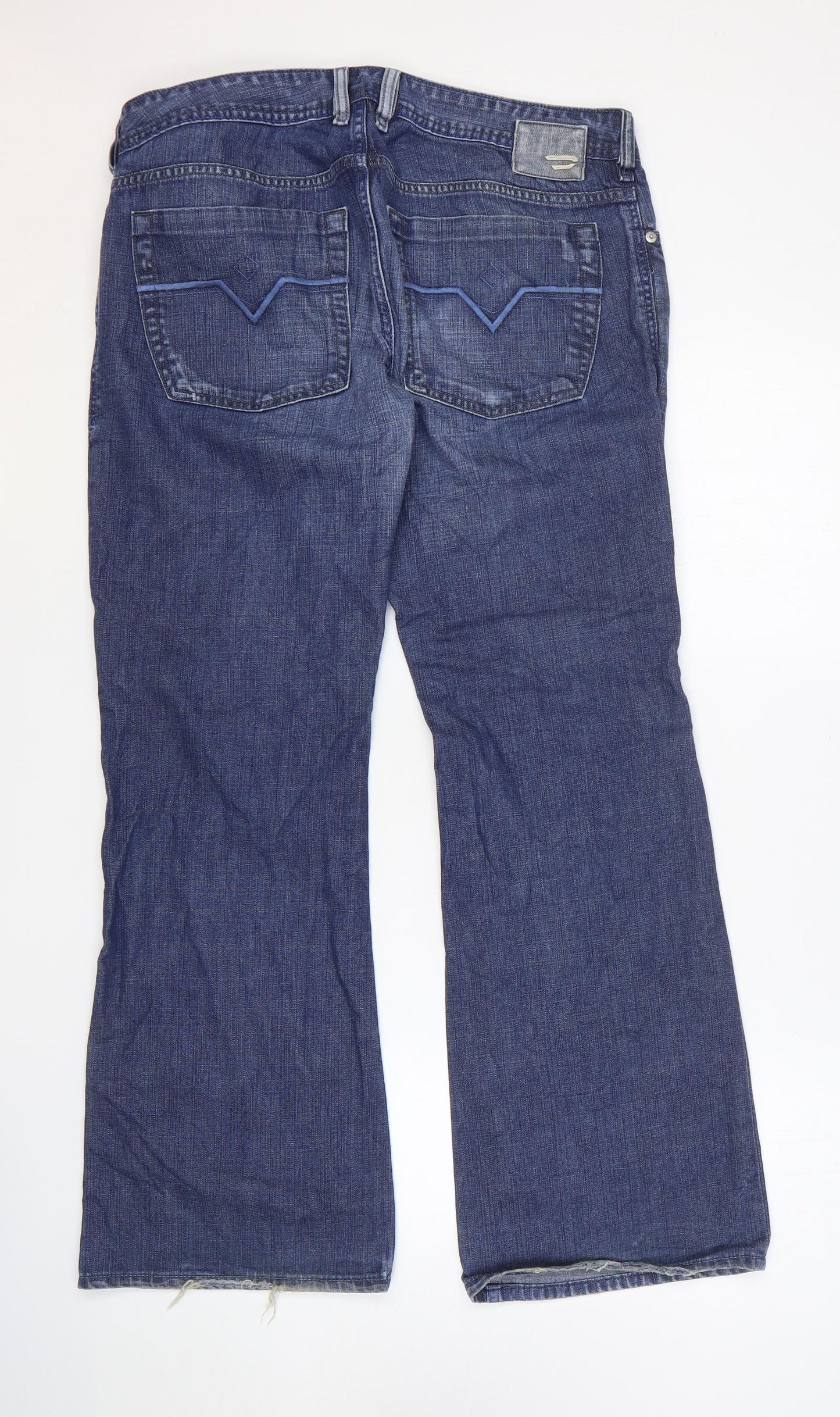 Diesel Mens Blue Cotton Wide-Leg Jeans Size 34 in L30 in Regular Button