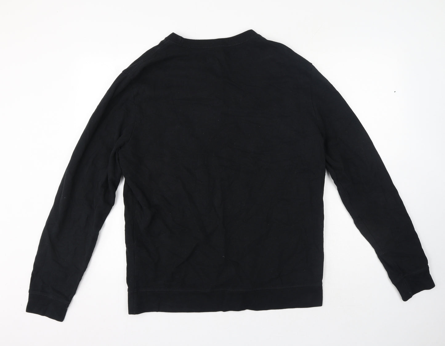 AllSaints Mens Black Crew Neck Cotton Pullover Jumper Size L - logo
