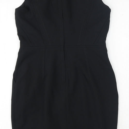 New Look Womens Black Polyester A-Line Size 10 Round Neck Zip