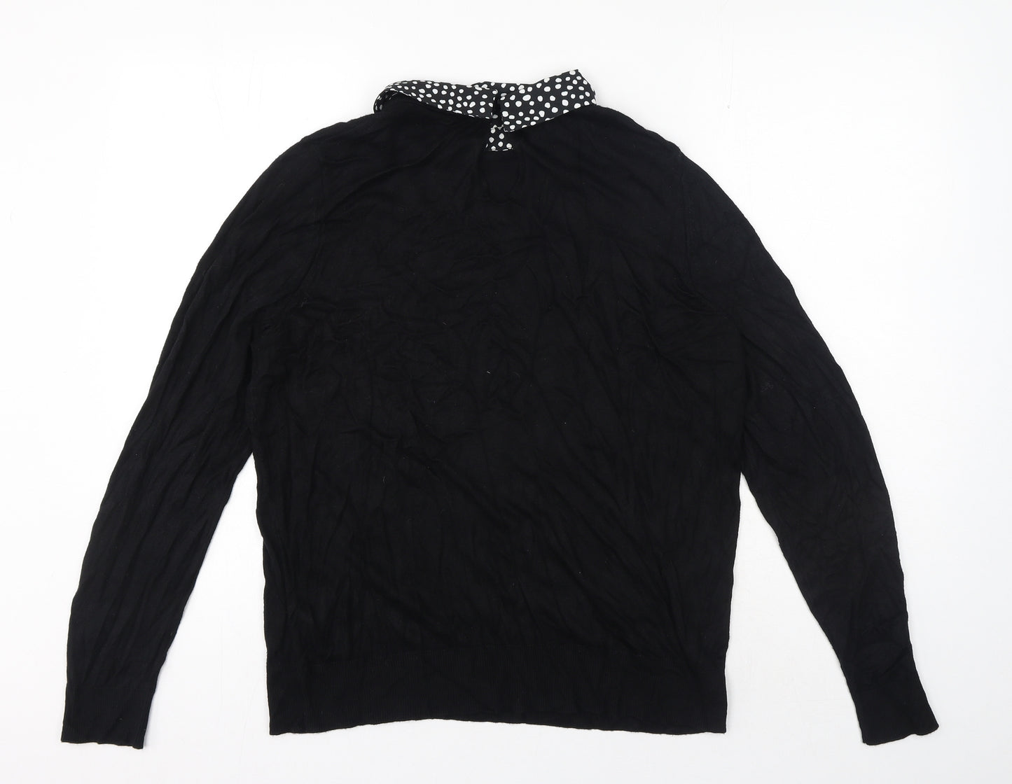 F&F Womens Black Collared Polka Dot Viscose Pullover Jumper Size 18 - Pattern on collar
