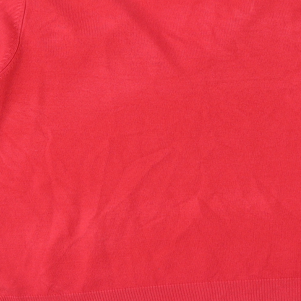 Marks and Spencer Womens Red V-Neck Acrylic Pullover Jumper Size 14
