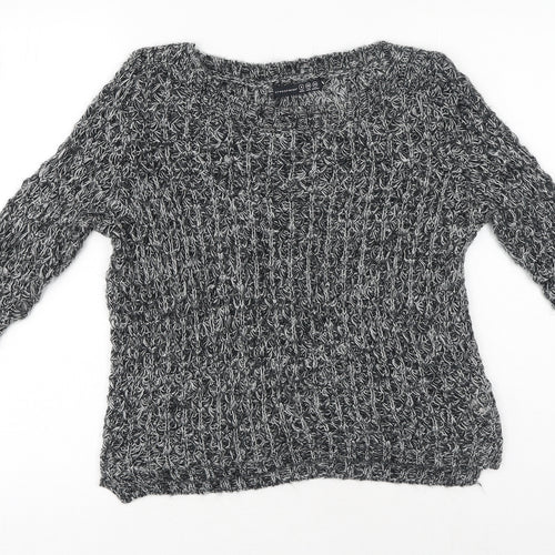 Primark Womens Black Crew Neck Acrylic Pullover Jumper Size 8
