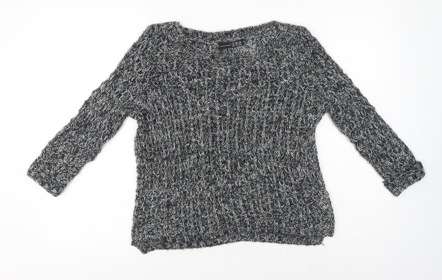 Primark Womens Black Crew Neck Acrylic Pullover Jumper Size 8