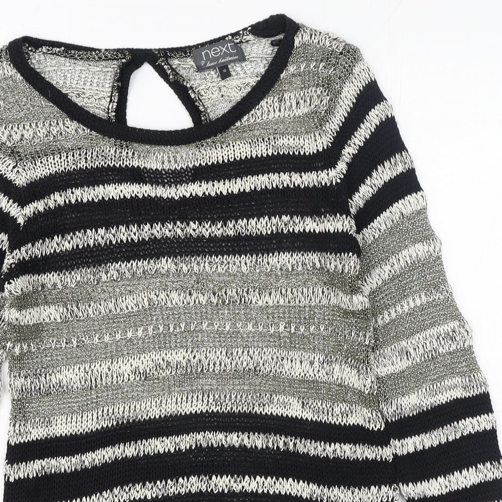NEXT Womens Multicoloured Crew Neck Striped Cotton Pullover Jumper Size 10 - Sheer