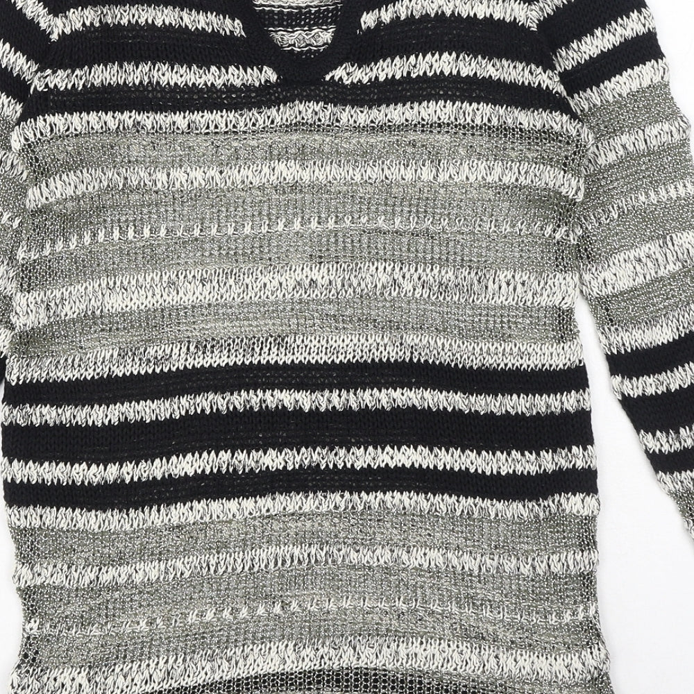 NEXT Womens Multicoloured Crew Neck Striped Cotton Pullover Jumper Size 10 - Sheer