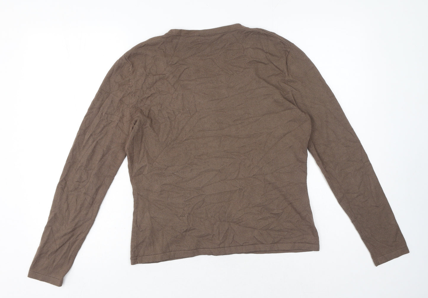 Alex & Co. Womens Brown Round Neck Viscose Cardigan Jumper Size 14