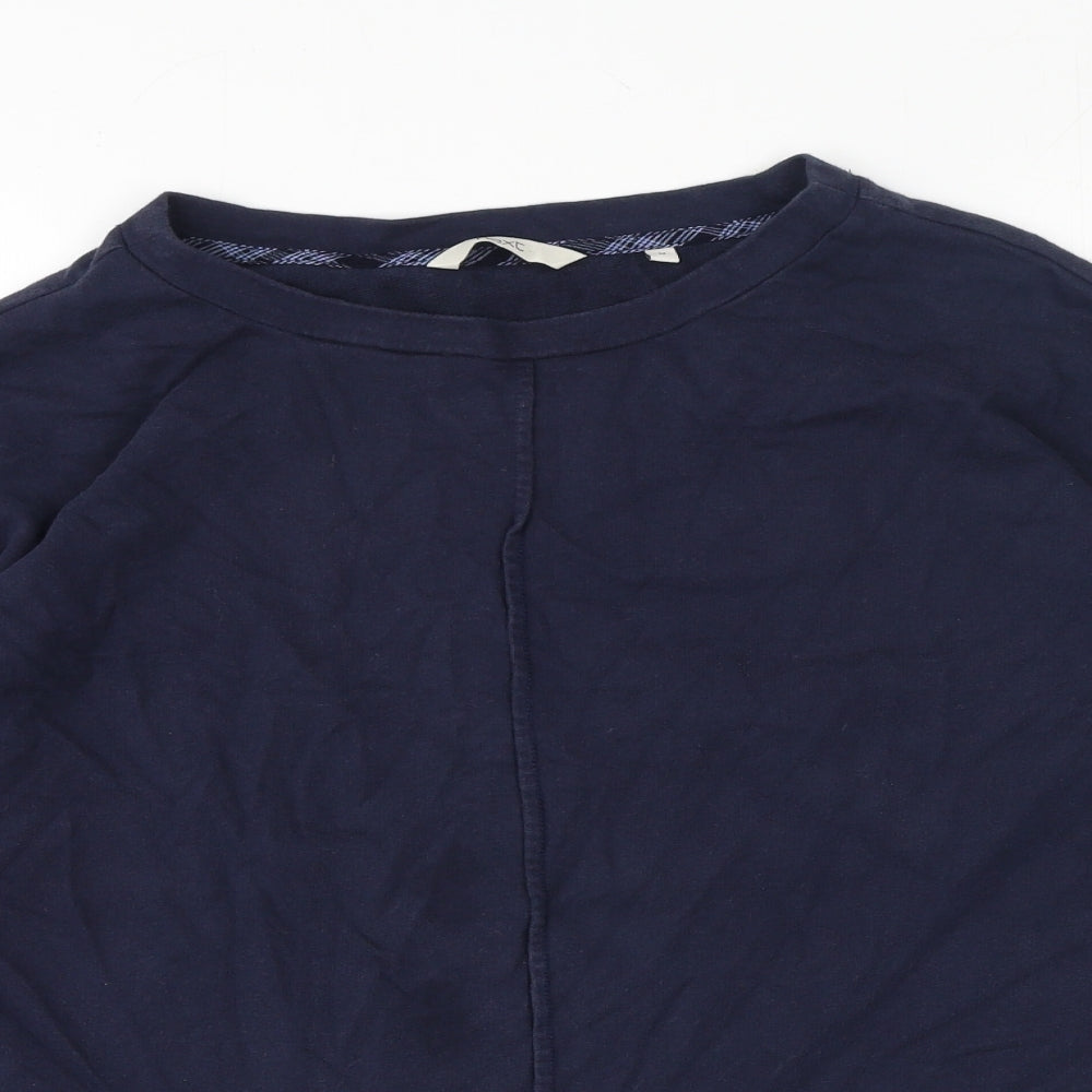 NEXT Womens Blue Crew Neck Cotton Pullover Jumper Size M - Plaid print lining at bottom of jumper